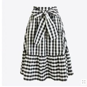 J Crew Factory Gingham Tie Waist Midi Skirt, Sz 12
